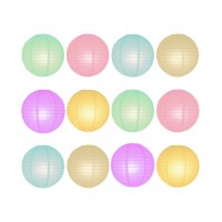 8" Paper Lantern Pastel Regular Wire Party Pack (12 PCS)